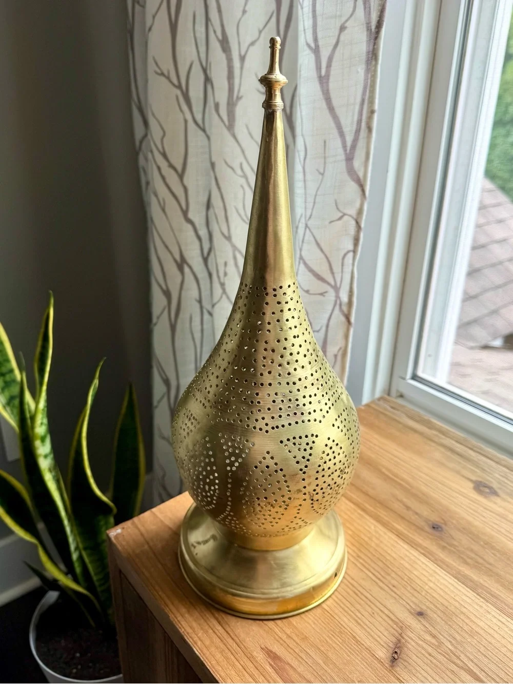 Handmade Artesian Brass Teardrop Accent Lantern Gold Decorative Home Accent